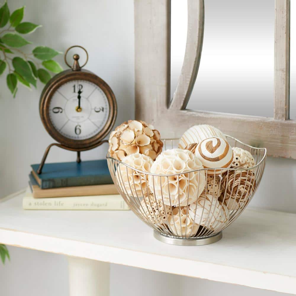Brown and White Handmade Dried Plant Orbs Vase Filler Set
