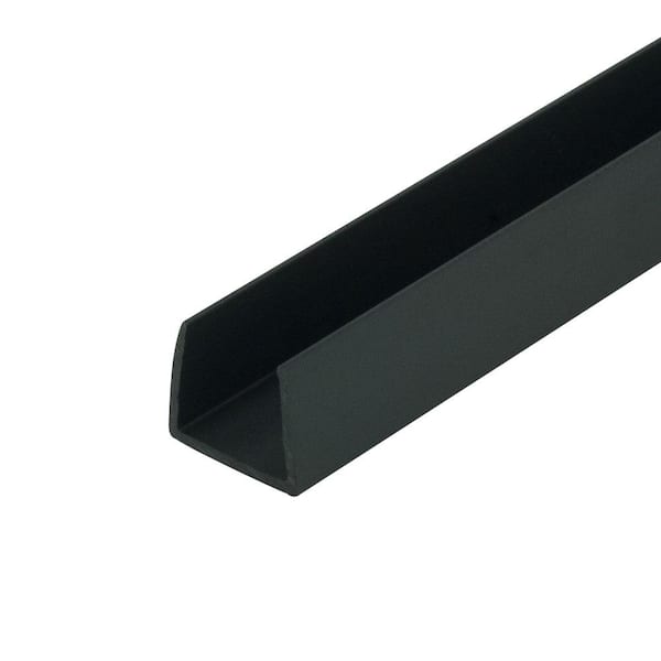 Outwater 1/2 in. D x 1/2 in. W x 48 in. L Black Styrene Plastic U-Channel Moulding Fits 1/2 in. Board, (3-Pack)