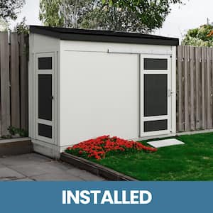 Professionally Installed CAMBRIA 10 ft. x 4 ft. Space Saver Lean-to Wood Shed with Barn Door- Gray Shingle (40 sq. ft.)