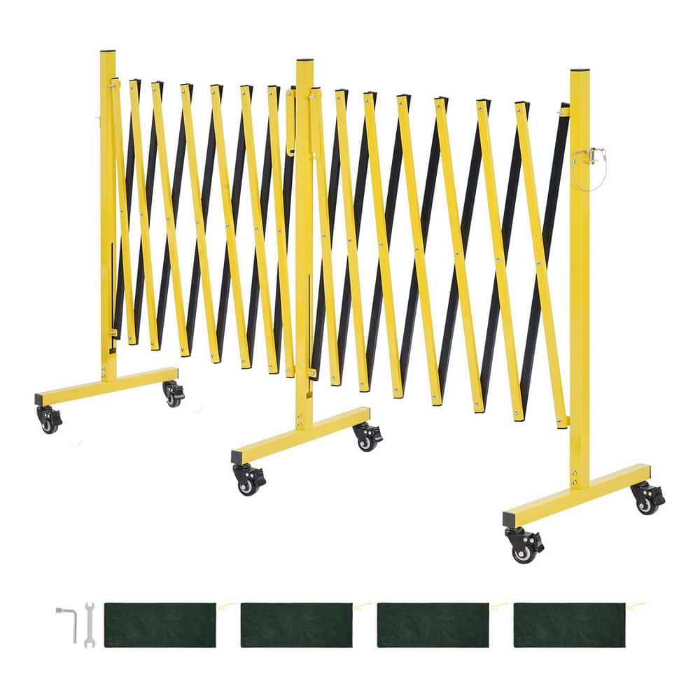 Double Expandable Safety Barricade, 301.5 in. W x 40.2 in. H Yellow Metal Folding Security Gate with Casters 2025 update price history on PriceWatchPro