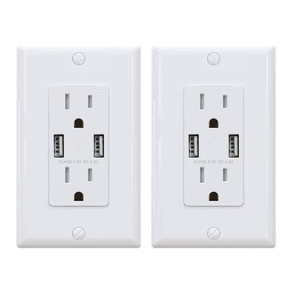 ELEGRP USB Charger Wall Outlet Dual High Speed 4.0 Amp USB Ports