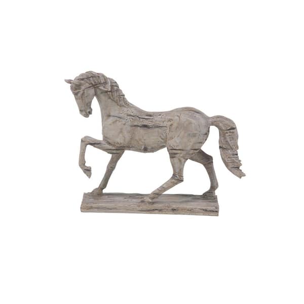 Litton Lane Beige Polystone Prancing Horse Sculpture