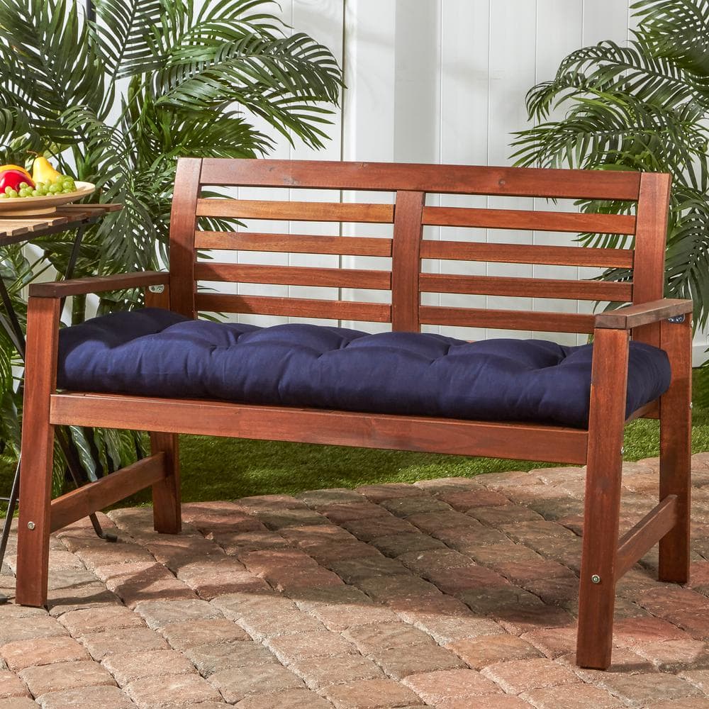 Navy Blue Polyester Outdoor Tufted Bench Cushion