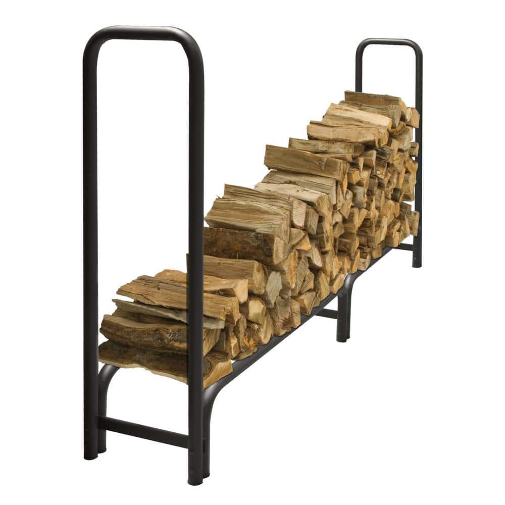 Pleasant Hearth 8' Black Heavy Duty Steel Log Rack