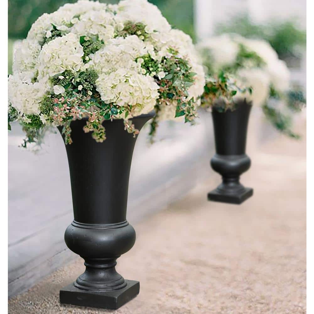 Elegant 25" Matte Black MgO Slim Urn Planter for Outdoor Elegance