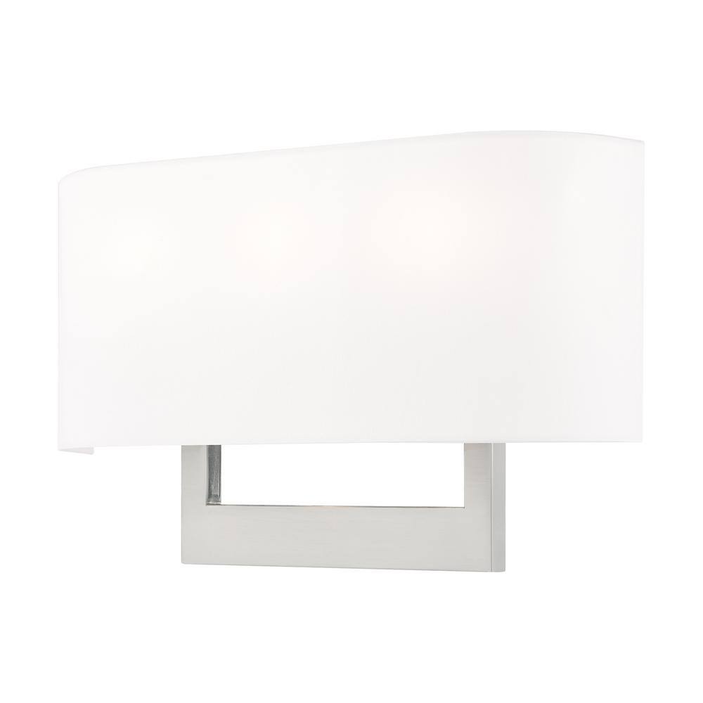 Brushed Nickel 3-Light ADA Compliant Wall Sconce with Fabric Shade