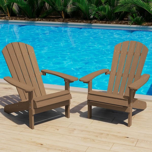 Mximu Classic Teak Plastic Outdoor Patio Adirondack Chair (Set of 2)