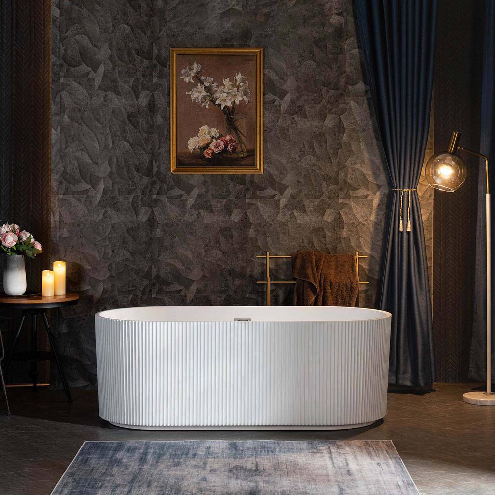 Pavanjit 67" White Acrylic Freestanding Soaking Bathtub