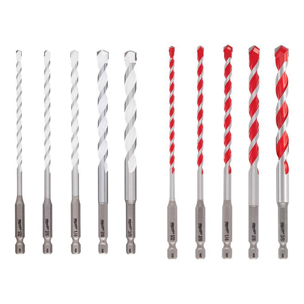 Milwaukee Shockwave Carbide Multi-Material Drill Bits Set (10-Pack)