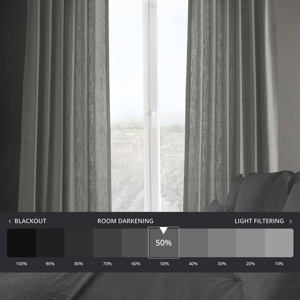Ash Grey Light-Filtering Faux Linen Rod Pocket Curtain Panel