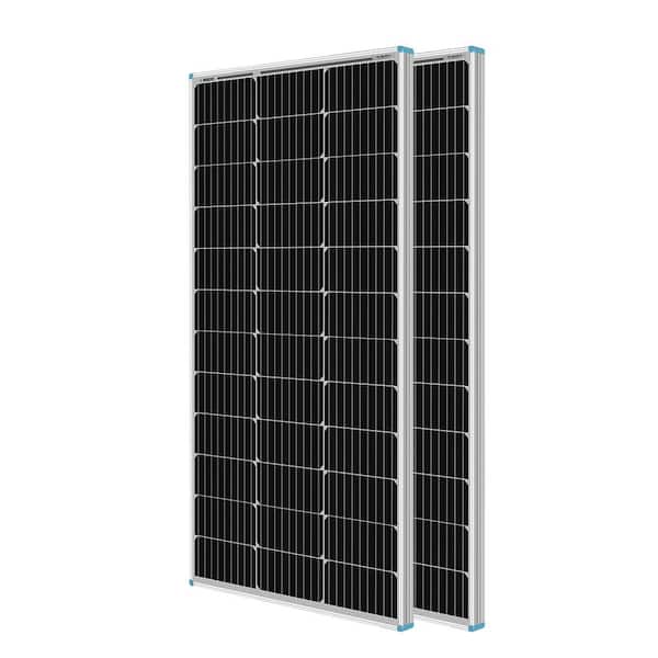 Richsolar All Black 100 Watt 12 Volt Monocrystalline Solar Panel with MC4 Connectors 12 Volt Battery Charging RV 1pc Boat Off Grid 
