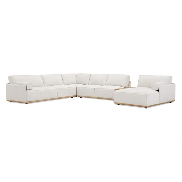 Jennifer Taylor Destin 164 in. Straight Arm 5-Piece Modular LAF U-Shaped Chenille Chaise Sectional Sofa in Lunar Gray Storage Console