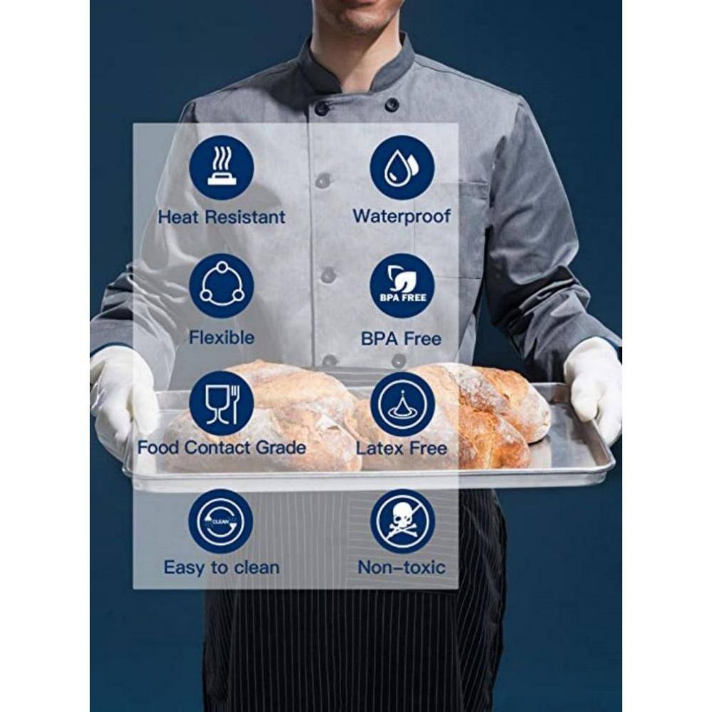 White Liquid Silicone Heat Resistant Oven Mitts, 12.2 inches