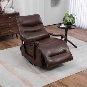 Brown Fashionable Big and Tall Breathable Leather Swivel Rocker Zero Gravity Recliner