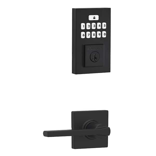 Kwikset SmartCode 260 Contemporary Matte Black Keypad Electronic Deadbolt Featuring SmartKey Security With Casey Passage Lever