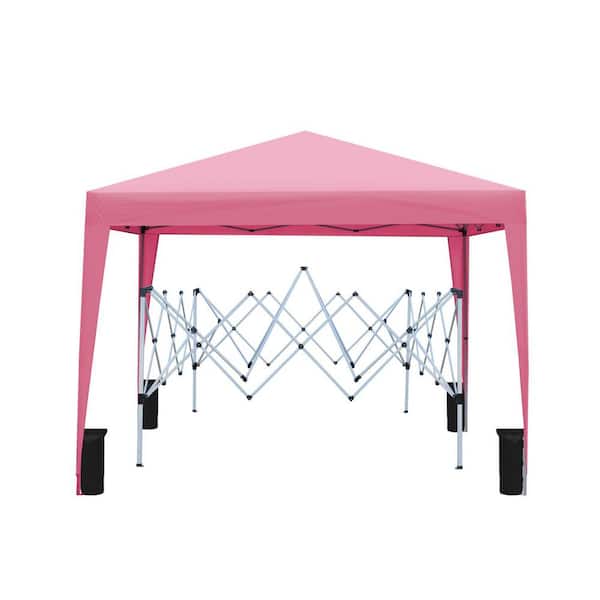 Tidoin 10 ft. x 10 ft. Pink Pop Up Gazebo Tent Canopy with Carry Bag