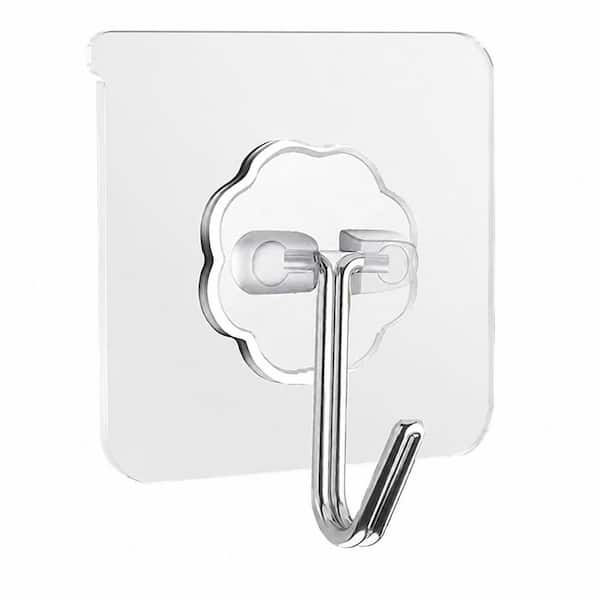 Adhesive Wall Hook Bath Accessory in Clear Finish, Heavy Duty 50 lbs, Waterproof, No Damage, 10 Pack