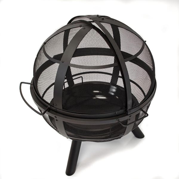 Unbranded 35 in. H Outdoor Steel Black Fire Pit with Spherical Spark Screen