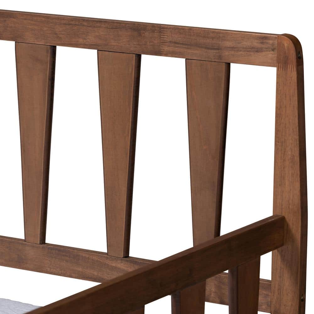 Walnut Twin Daybed with Roll-Out Trundle and Slatted Panels