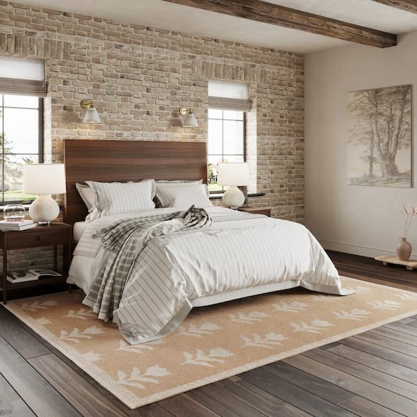 Olinay Floral Farmhouse Natural 9 ft. x 12 ft. Indoor Area Rug