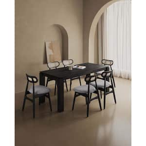 Rockaway and Colbert 7-Piece Black and Grey Solid Wood Top Dining Room Set Seats 6