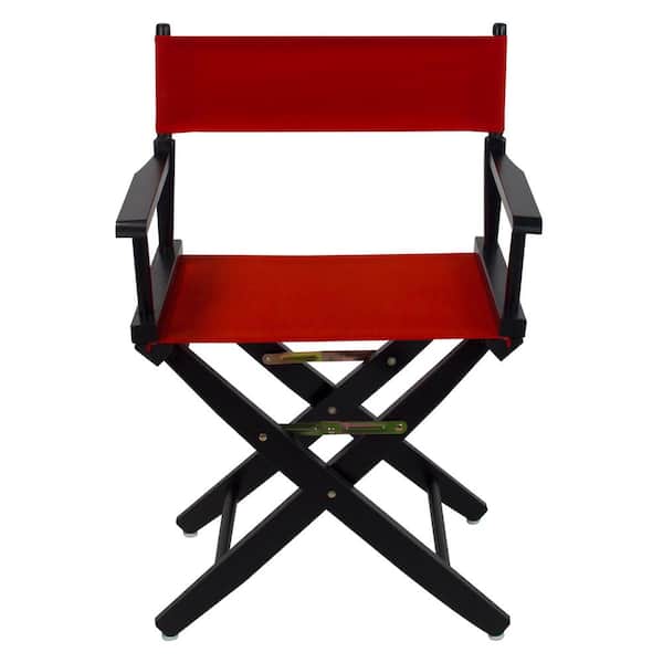 American Trails 18 in. Seat Height Extra-Wide Black Frame/Red Canvas New, Solid Wood Folding Chair, Set of 1