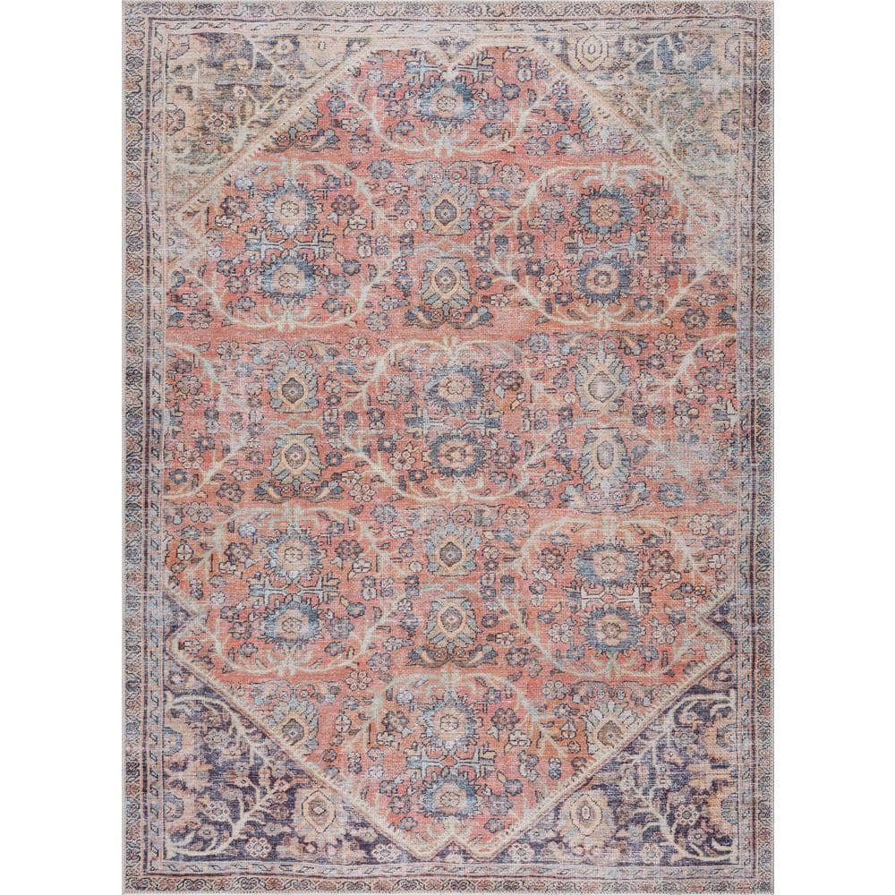 HAUTELOOM Konstantina 8 ft. X 10 ft. Peach, Pink, Mustard