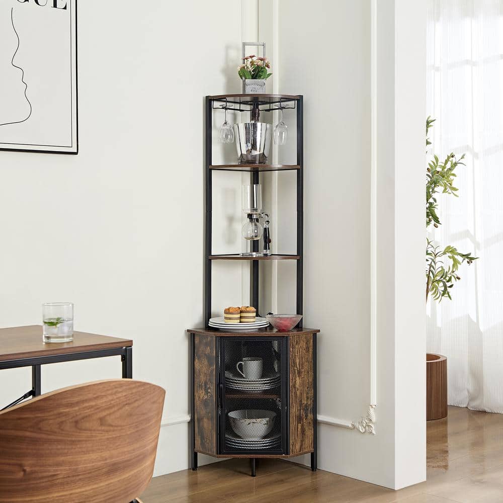 Savings Star VECELO 3-Tier Corner Shelf/Organizer With Storage Cabinet, Tall She