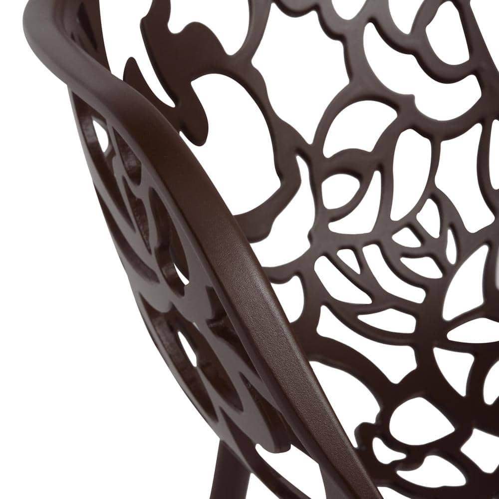 Devon Brown Aluminum Cut-Out Outdoor Dining Chair