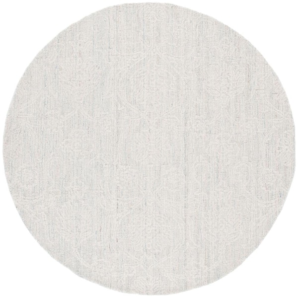 SAFAVIEH Ebony Teal/Ivory 6 ft. x 6 ft. Botanical Round Area Rug