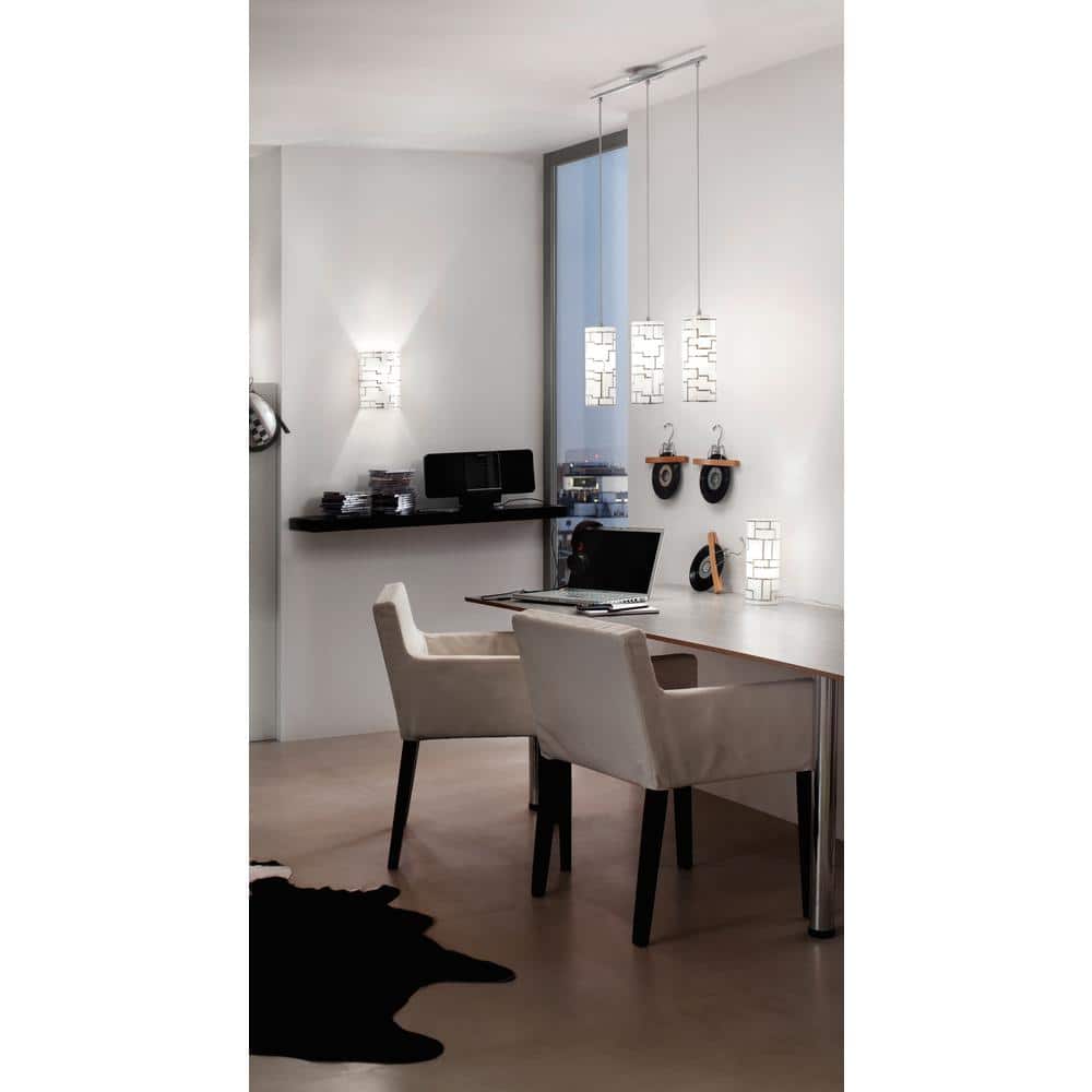 Bayman Modern Chrome and White Glass LED Island Pendant