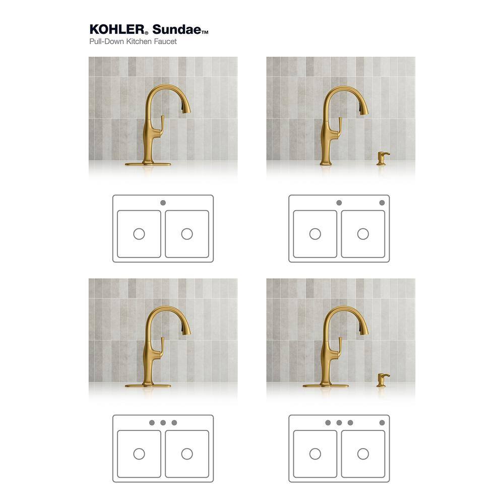 Vibrant Brushed Brass Single-Handle Pull Down Kitchen Faucet