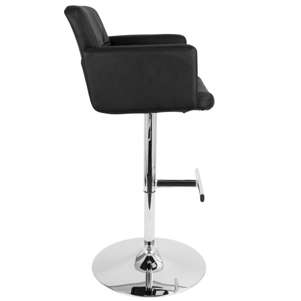 Black Adjustable Swivel Bar Stool with Chrome Base