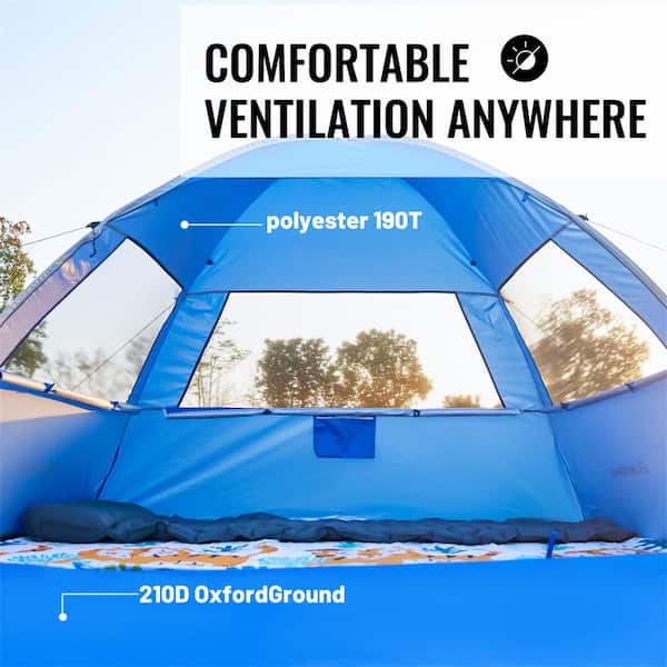 EchoSmile Pop-up-tent voor 4-8 personen, waterdicht, snelle montage, ultralicht, draagbaar, met 2 ramen, voor kamperen, wandelen, strand
