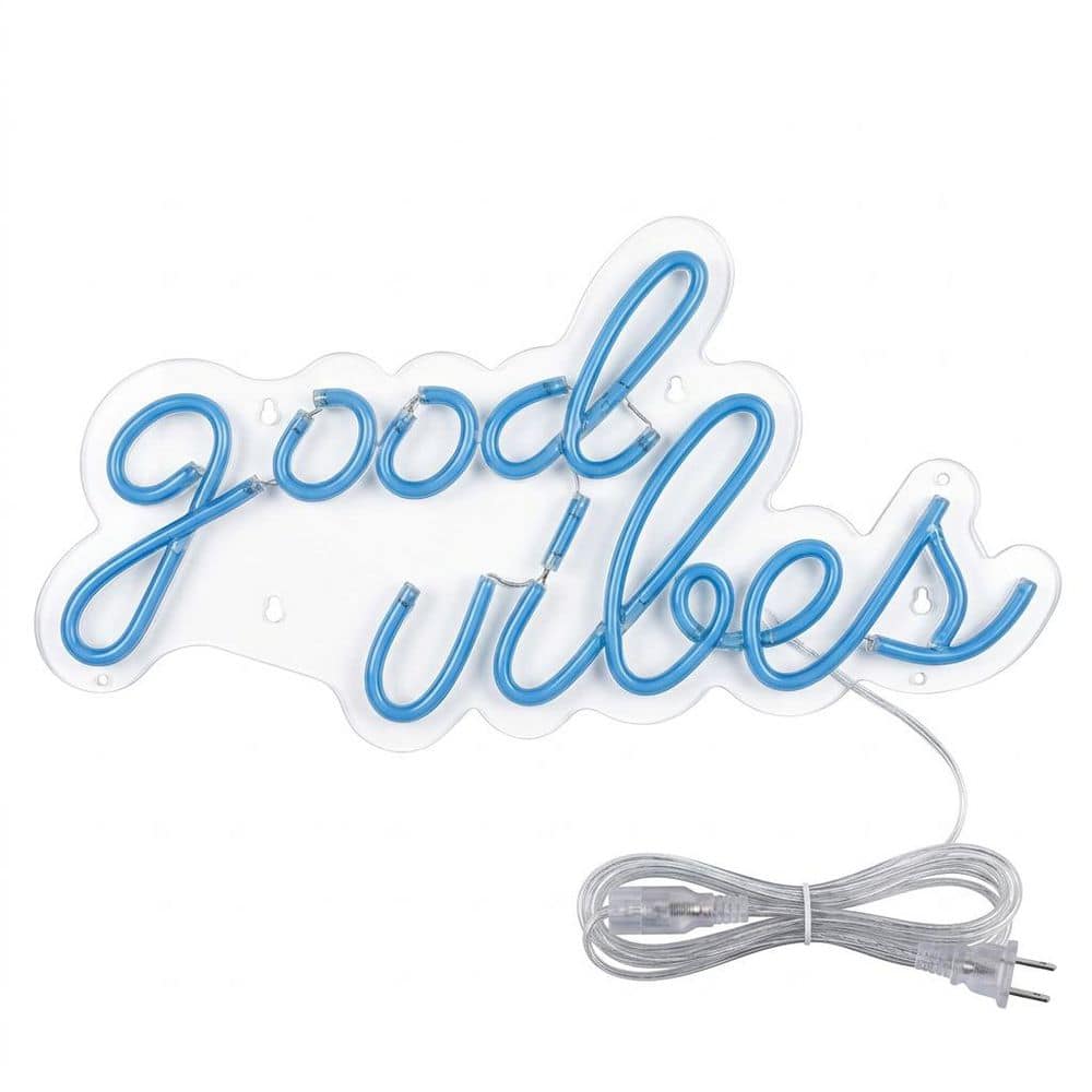 Good Vibes Series Blue LED Neon Sign Wall Decor Neon Light Acrylic Finish Neon Wall Sign for Bedroom Office price history on PriceWatchPro