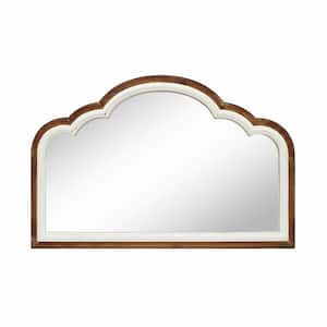 36.2 in. W x 23.3 in. H Arched Brown and White Wood Framed Wall Mirror