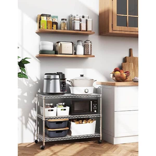 Otryad 3-Tier Heavy Duty Storage Shelves 750 lb. Capacity for Pantry, Garage, Laundry and Kitchen in Chrome