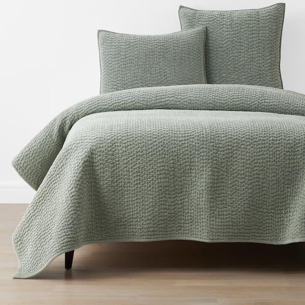 The Company Store Ophelia Velvet Sage King Cotton Quilt