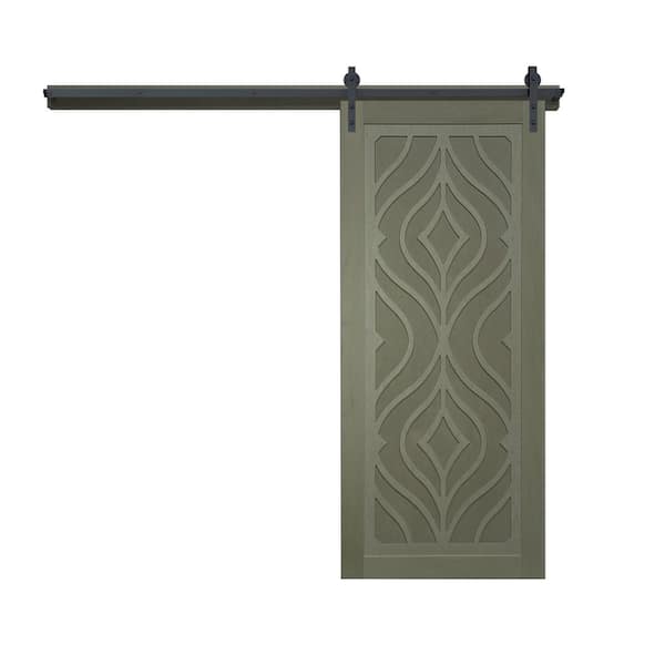 VeryCustom 42 in. x 84 in. Zaftig Sway Gauntlet Wood Sliding Barn Door with Hardware Kit in Black