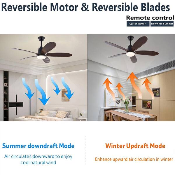 OUKANING 52 in. Indoor Black Modern Ceiling Fan with 3-Color