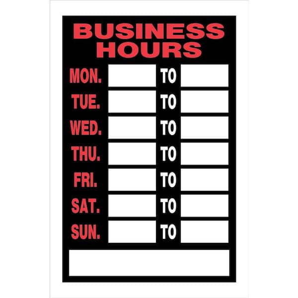 Hillman 8 in. x 12 in. Plastic Business Hours Sign