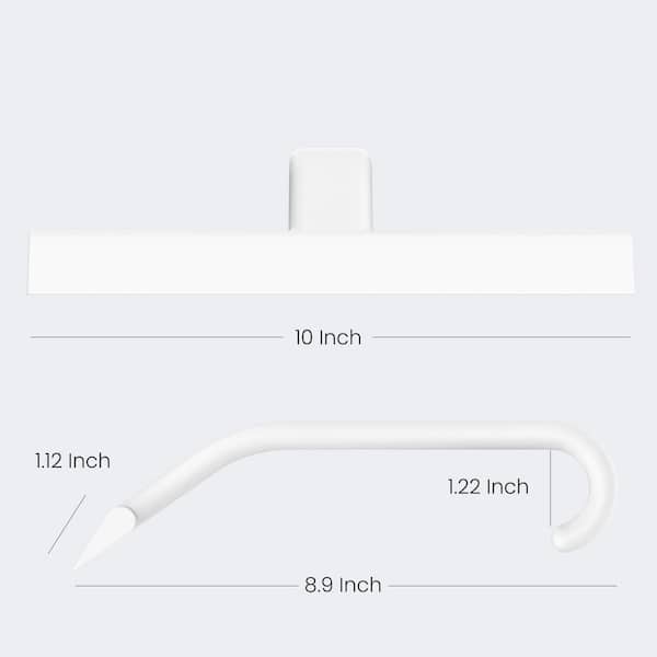 1-Piece Silicone Shower Squeegee in White for Glass Doors with Built-in Hook Design for Easy Hanging and Cleaning