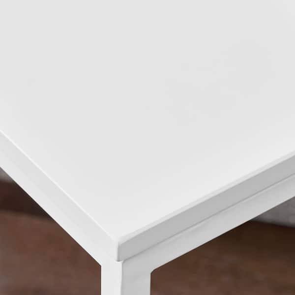 StyleWell Donnelly White C-Shaped Side Table with White Wood StyleWell Donnelly White C-Shaped Side Table with White Wood