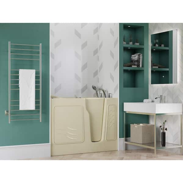 Universal Collection 29 in. L x 52 in. W Right Side Drain Air Jetted Bathtub in Biscuit with Aroma and Chroma Therapy