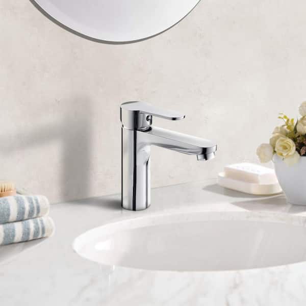 Satico 4 in. Single Handle Single Hole Bathroom Faucet in Chrome