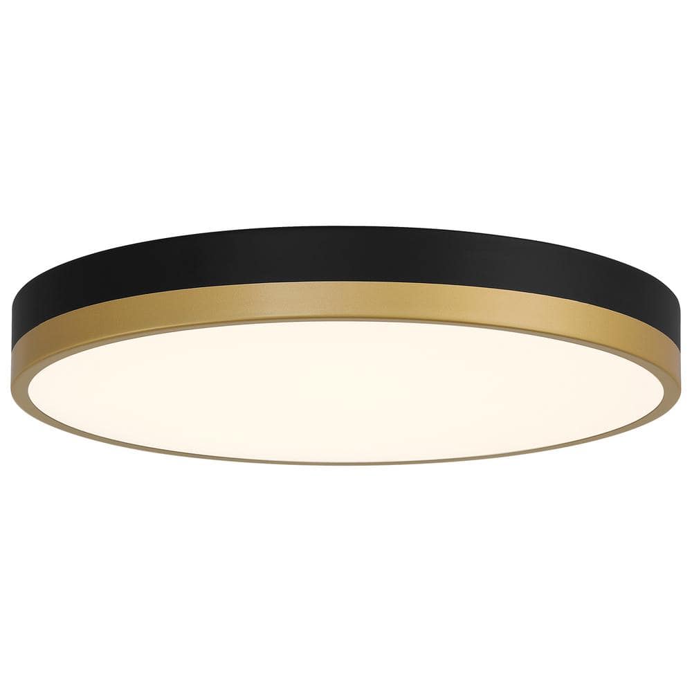 Coco 15 in. 30-Watt Black Integrated LED Flush Mount with White Acrylic Sha