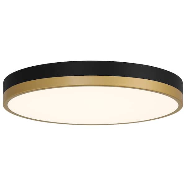Access Lighting Coco 15 in. 30-Watt Black Integrated LED Flush Mount with White Acrylic Shade