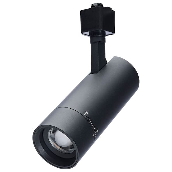 Matte Black 15-Watt Adjustable Beam Integrated LED Fixed Track Cylinder Head