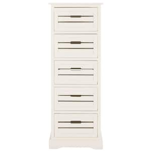 Sarina 5-Drawer Rustic White/Cream Chest