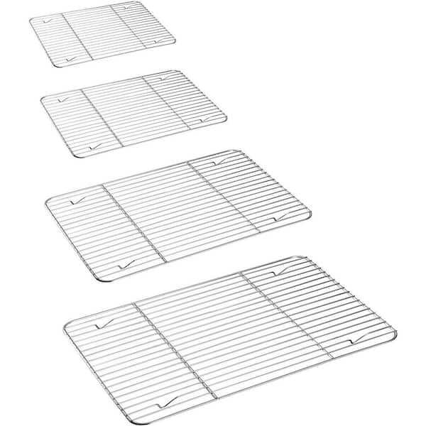 Adrinfly Baking Cooling Rack Set 4-Piece Stainless Steel Wire Racks for Oven Use Healthy Dishwasher Safe Rectangle Tool